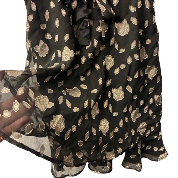 VTG RAMPAGE 90s Y2K Babydoll Dress burnout Whimsigoth Grunge Black Floral 6/8 - Picture 5 of 11